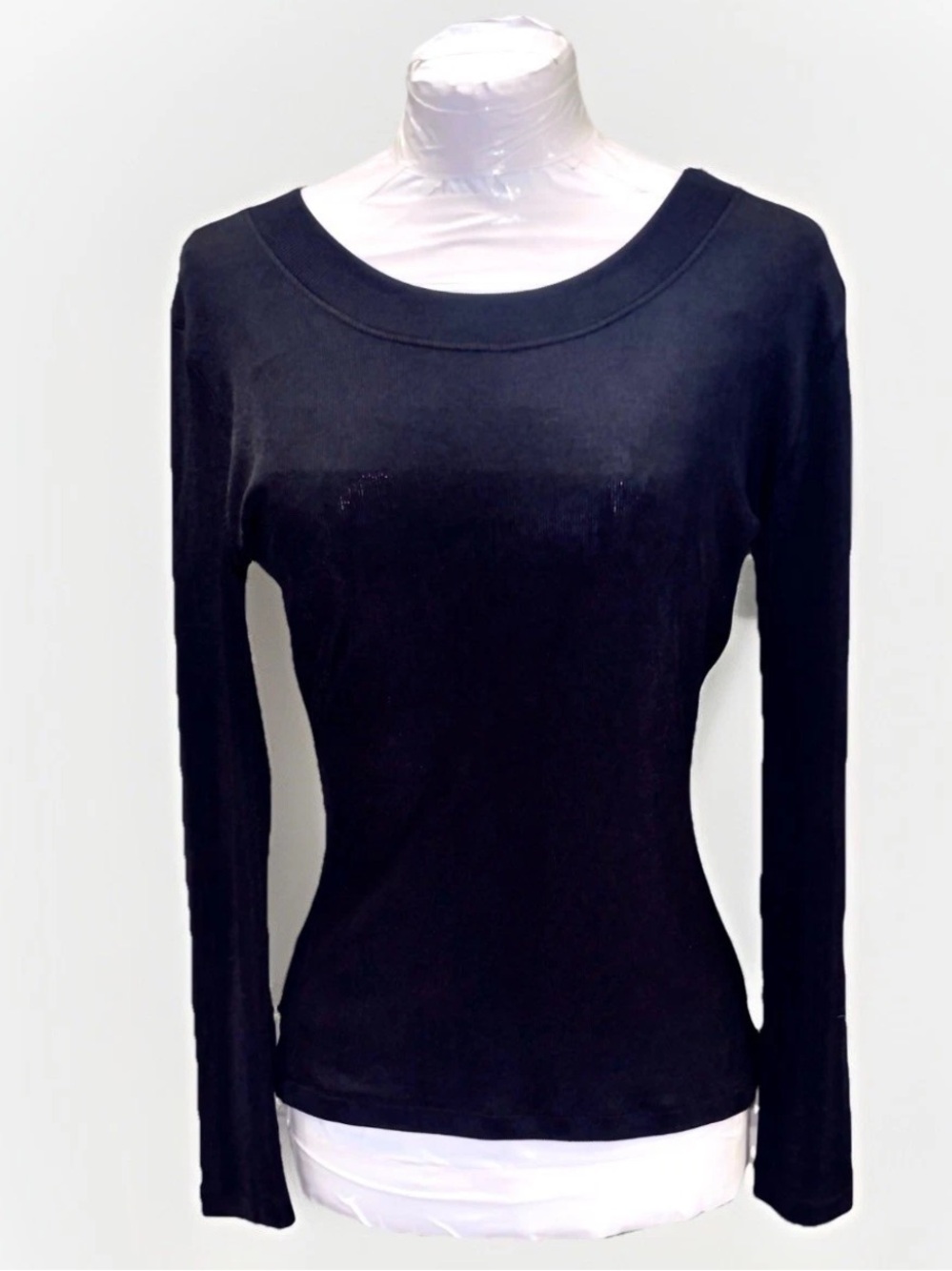 Hanro VTG 90s Rare Archival Ribbed Top Long Sleeve Black Made In Ireland Sz L